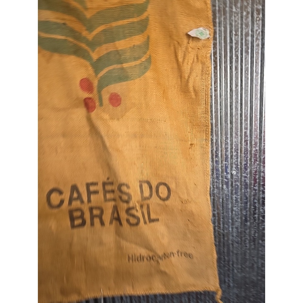 Vintage Cafes Do Brasil Coffee Bean Bag‎ Burlap Bag 38" x 26"  1052